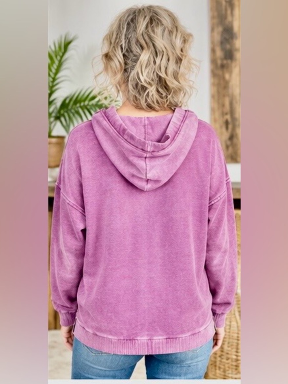 Zenana Outfitters Snap Front Placket Pullover Hoodie NWOT - Picture 3 of 9